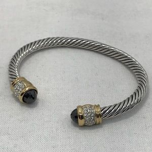 New 2 tone black cz cable bracelet